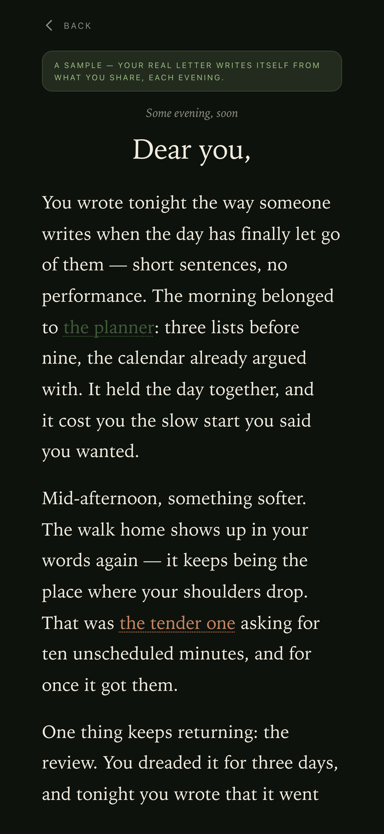 Your evening letter